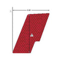 Red reflective decal with angled geometric shape and textured pattern, designed for right side use.