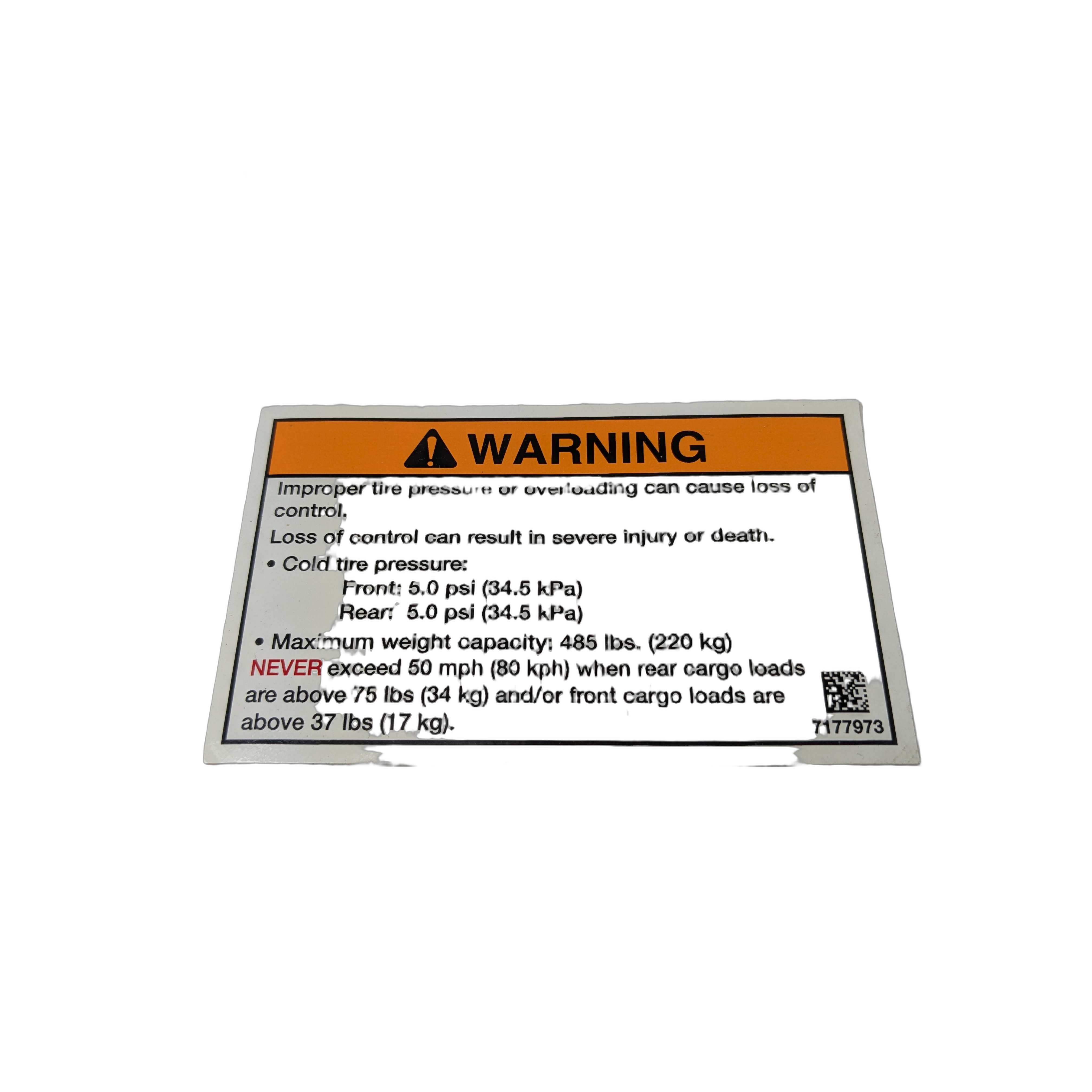 Warning Decal Hand Crush by Polaris
