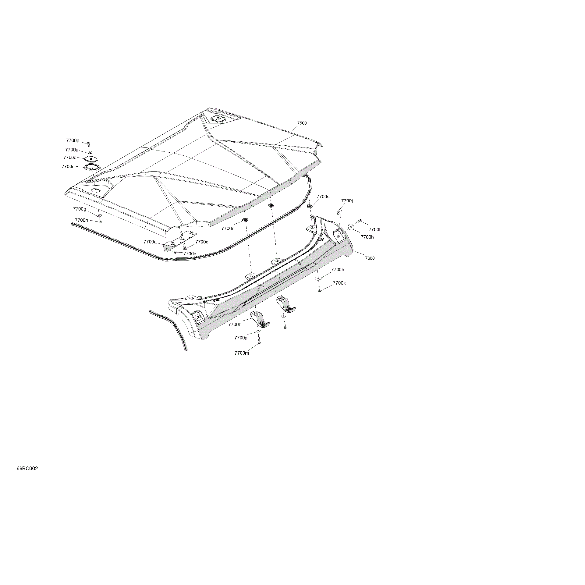 An Image of a Genuine Can-Am Parts Schematic Diagram showing the schematic - BODY - ROOF