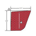 Red triangular reflector decal with honeycomb texture and precise 2.6 by 2.61-inch dimensions.