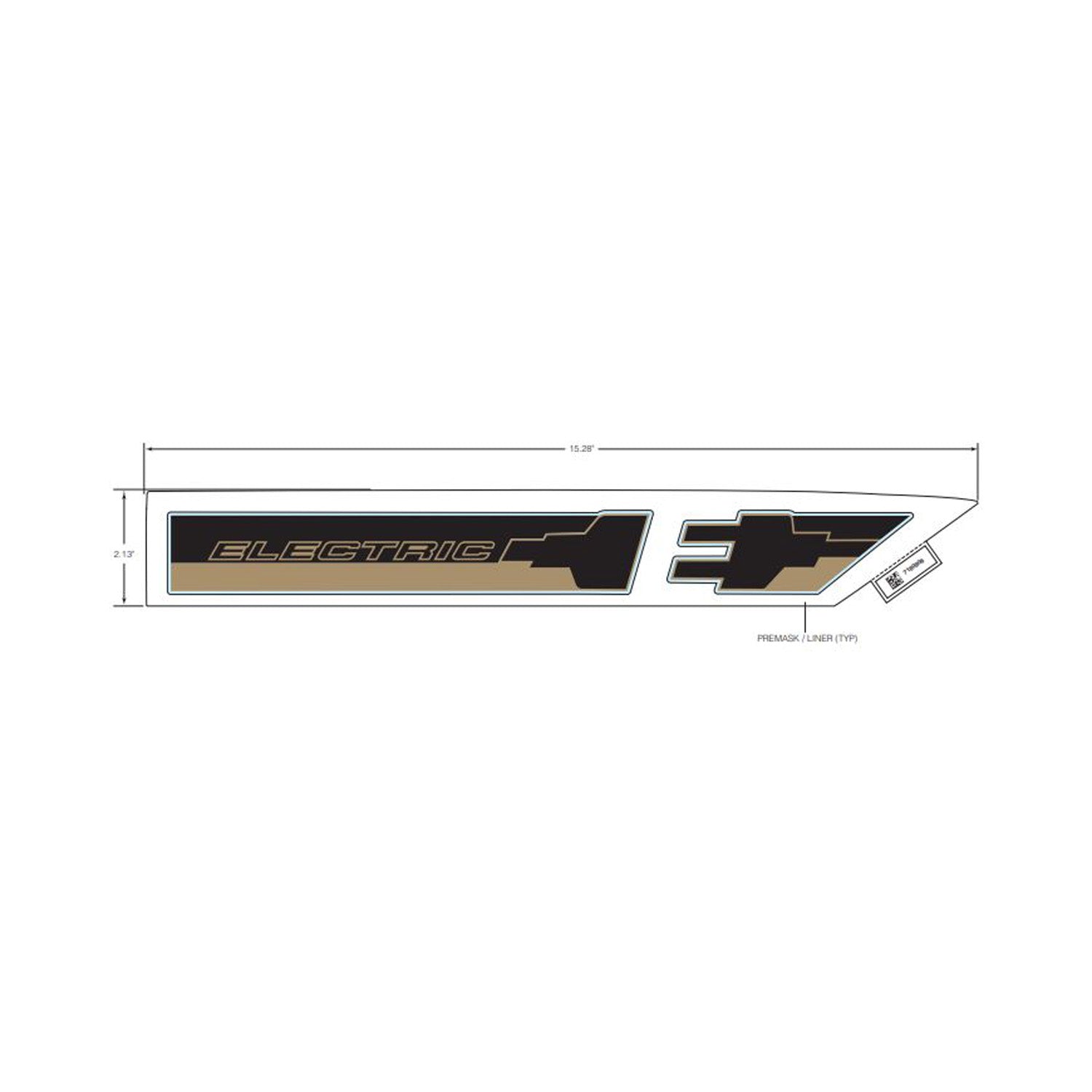 Black and electrum gold Polaris hood decal with angular design and logo on right side.