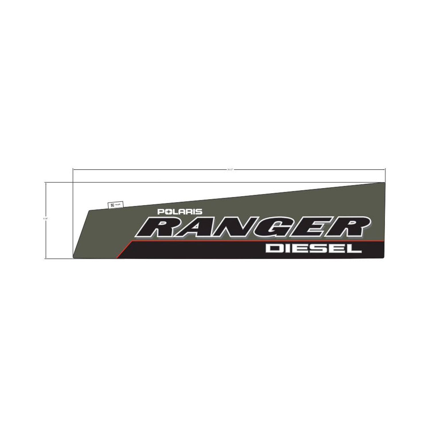 Black and gray rectangular decal with "Polaris Ranger Diesel" text in bold white and red accents.