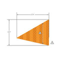 Amber triangular reflector decal with honeycomb pattern, measuring 3.74 by 3.01 inches.