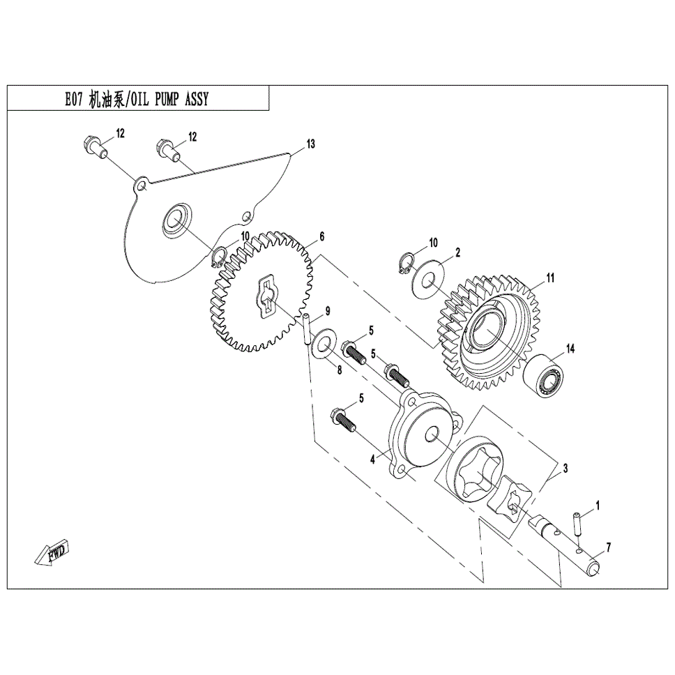 An Image of a genuine CFMOTO Parts Schematic Diagram showing the group - OIL PUMP ASSY. - 2022 CFMOTO CFORCE 500