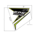 Black and lime green angular lower hood decal with "EPS Electronic Power Steering" text and sharp geometric design.