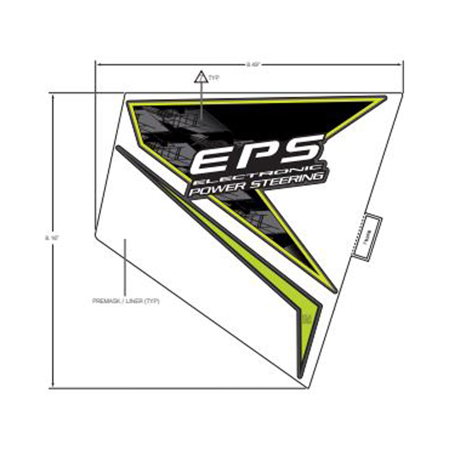 Black and white angular decal with green accents and bold "EPS Electronic Power Steering" text.