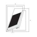 Left black and white angular fender decal with layered geometric design and sharp edges.
