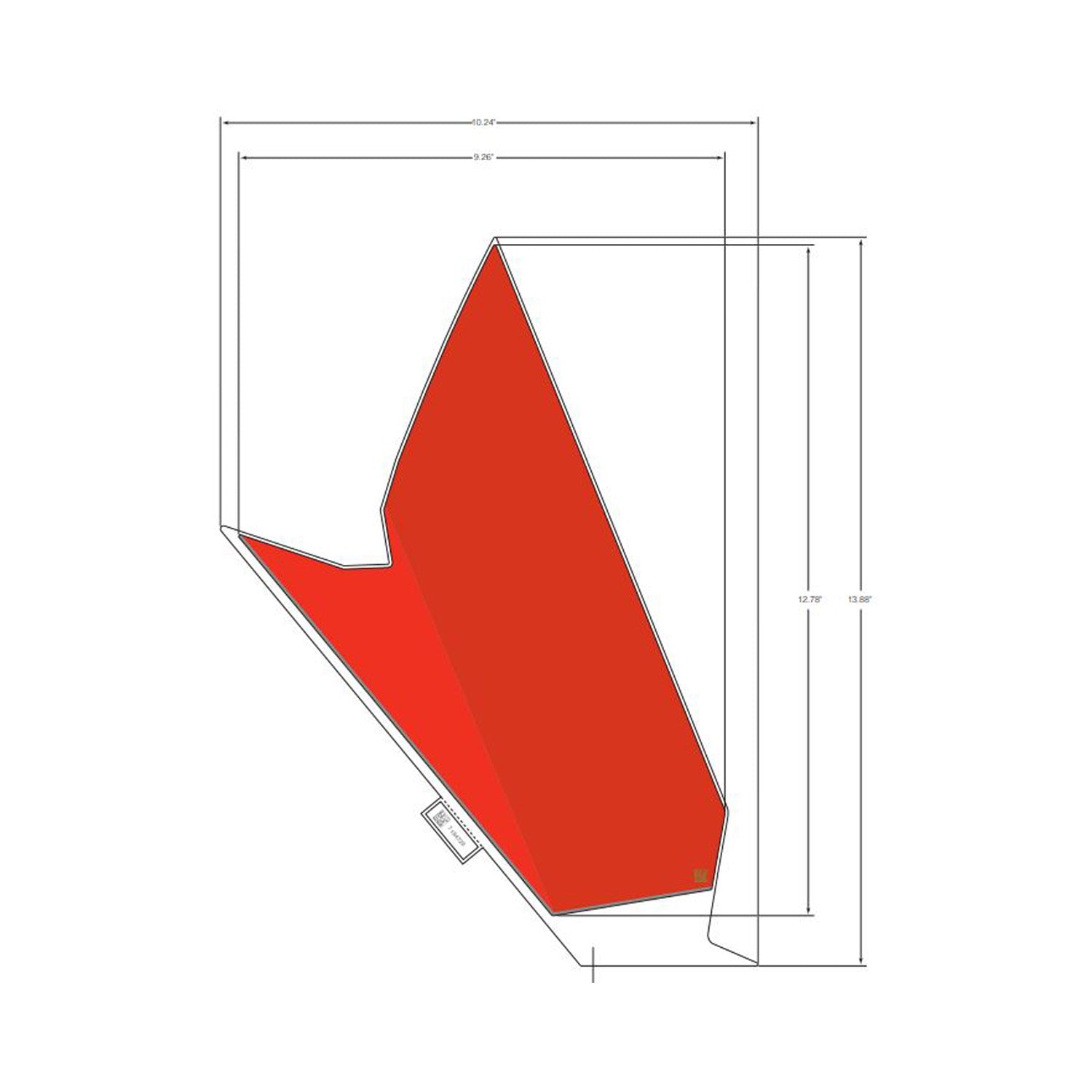 Red angular Polaris rear right fender decal with precise shape and clean edges.