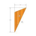 Amber triangular reflector decal with honeycomb pattern, measuring 5.06 by 2.42 inches.