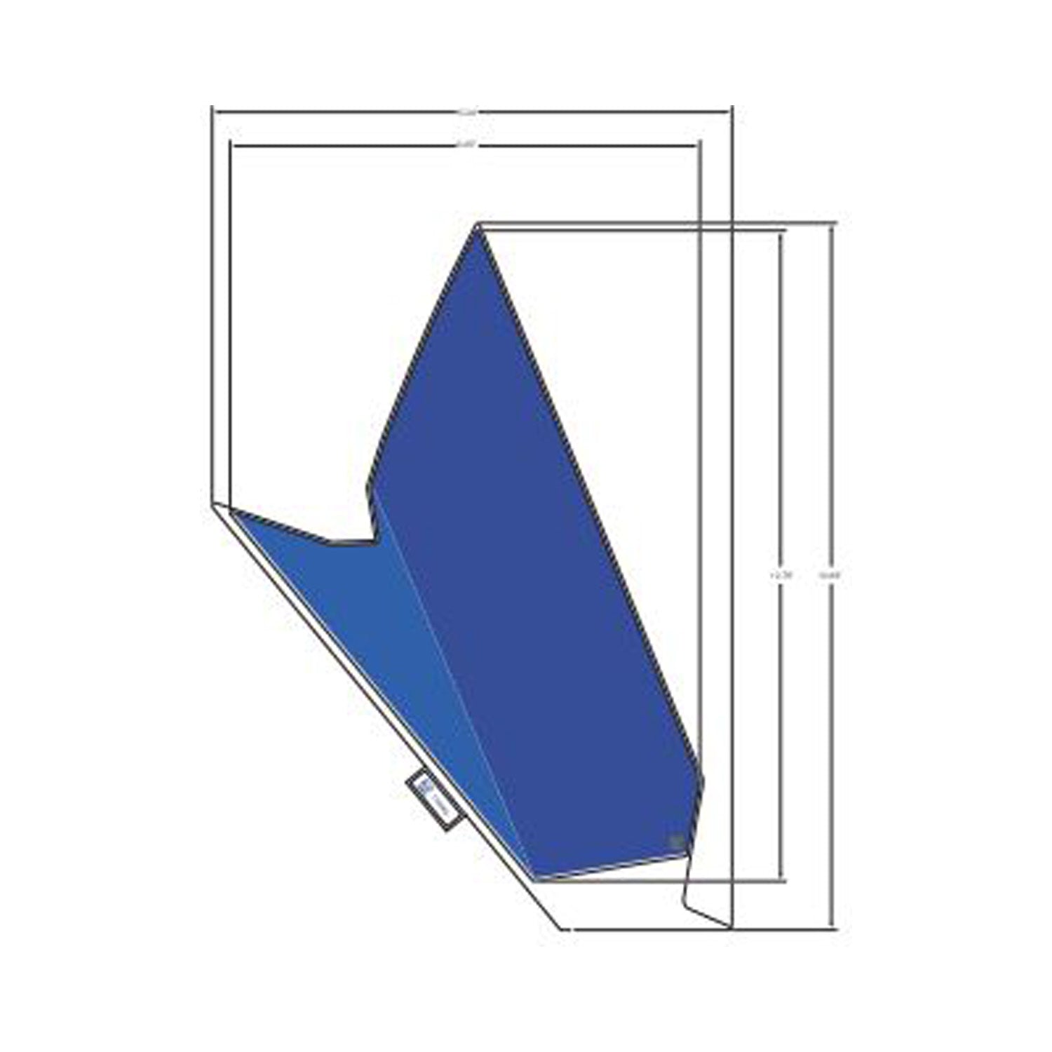 Blue angular decal with sharp edges designed for rear right fender of off-road vehicles.