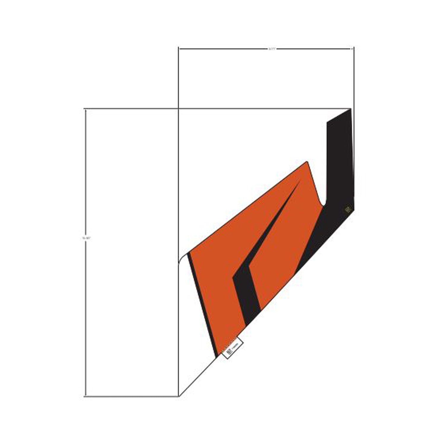 Polaris front left fender decal with orange and black angular design, shaped for exact fit.