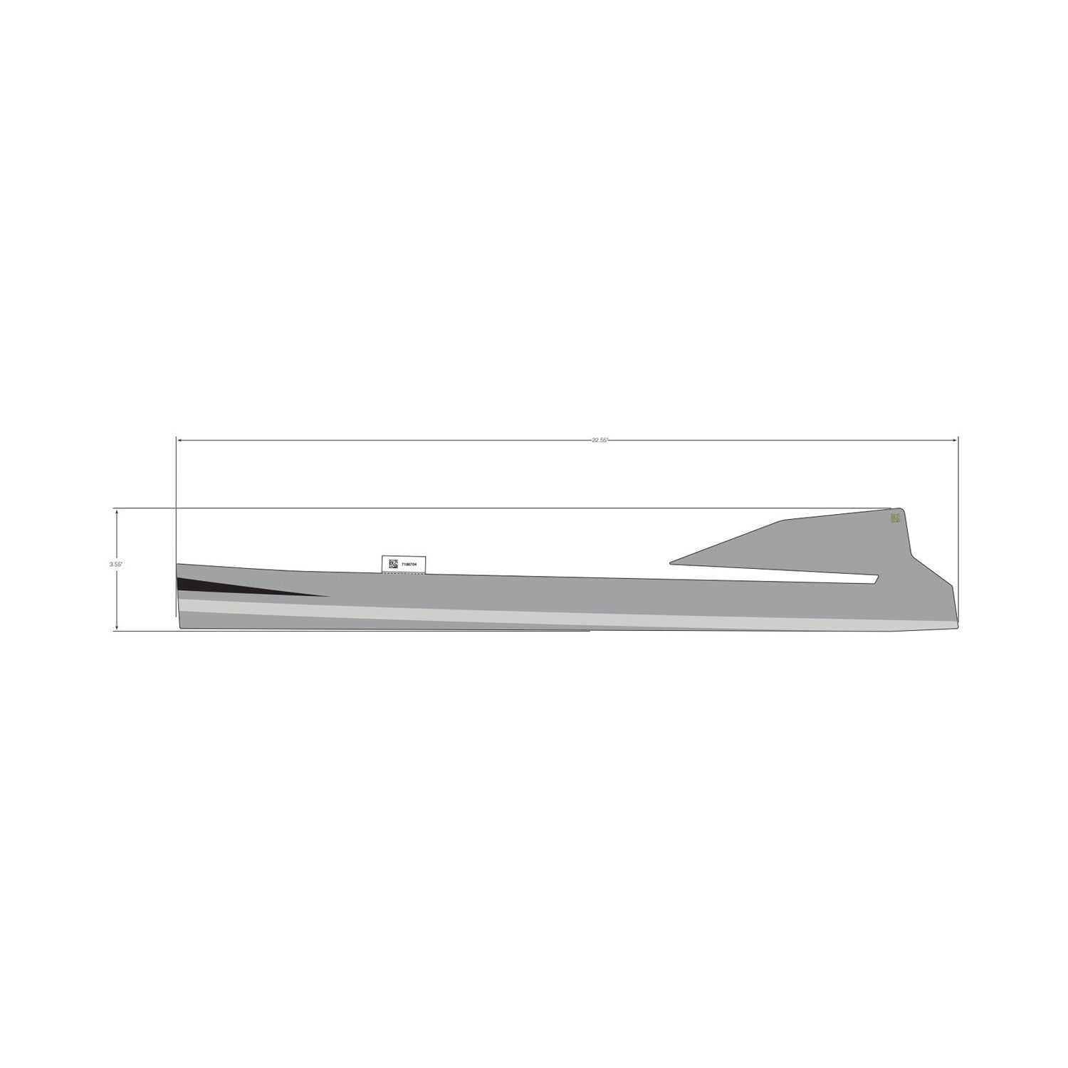 Silver and black angular rear upper door decal for right side of Polaris RZR XP 4 Turbo.