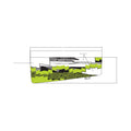 Green and black angular graphic decal with lime accents for right upper hood of Polaris RZR 170.
