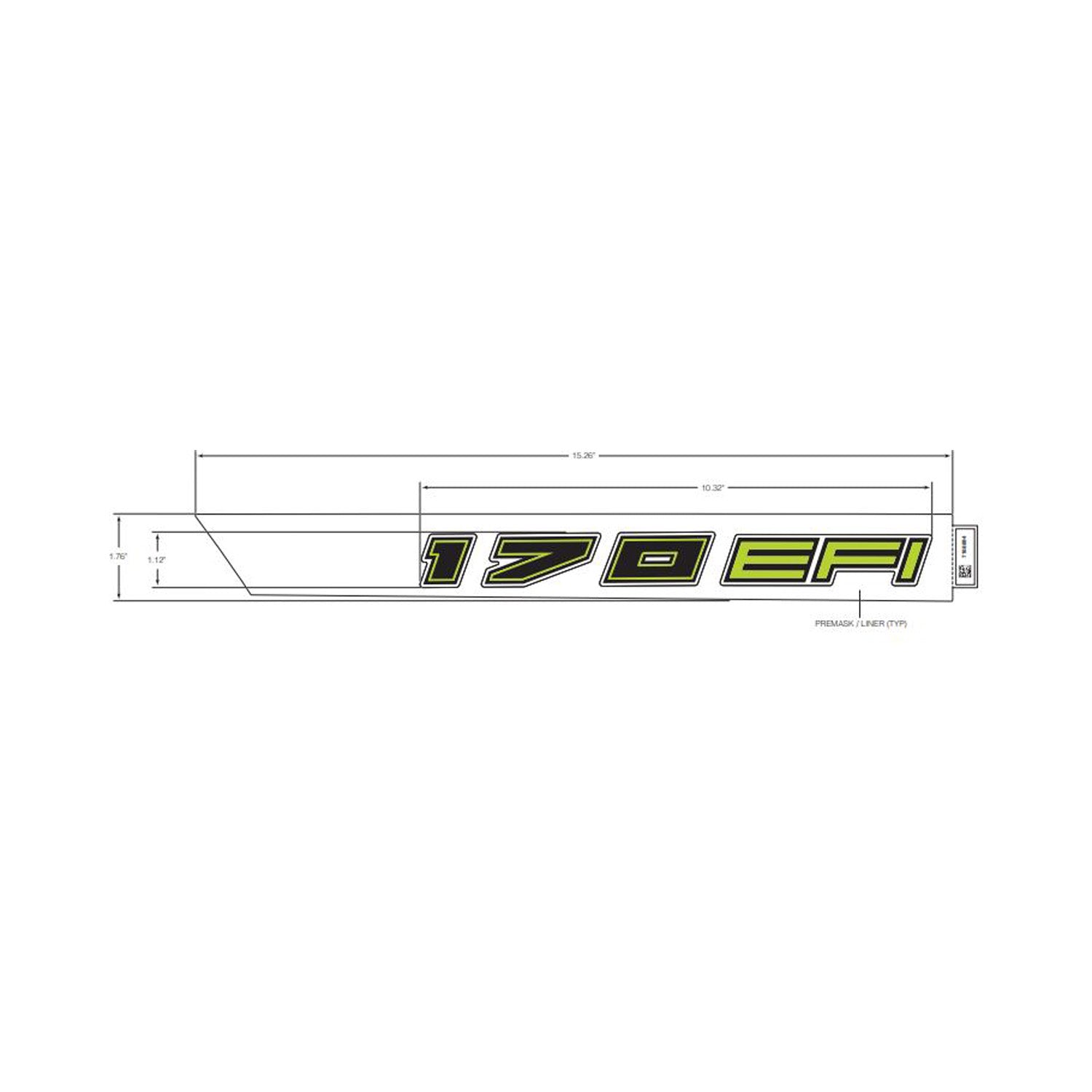 Lime green and black Upper Hood Decal with "170 EFI" text, angled stripes, left side fitment.