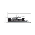 Black and white angular fender decal with "XP 1000 Dual Overdrive" text for Polaris Ranger front right side.