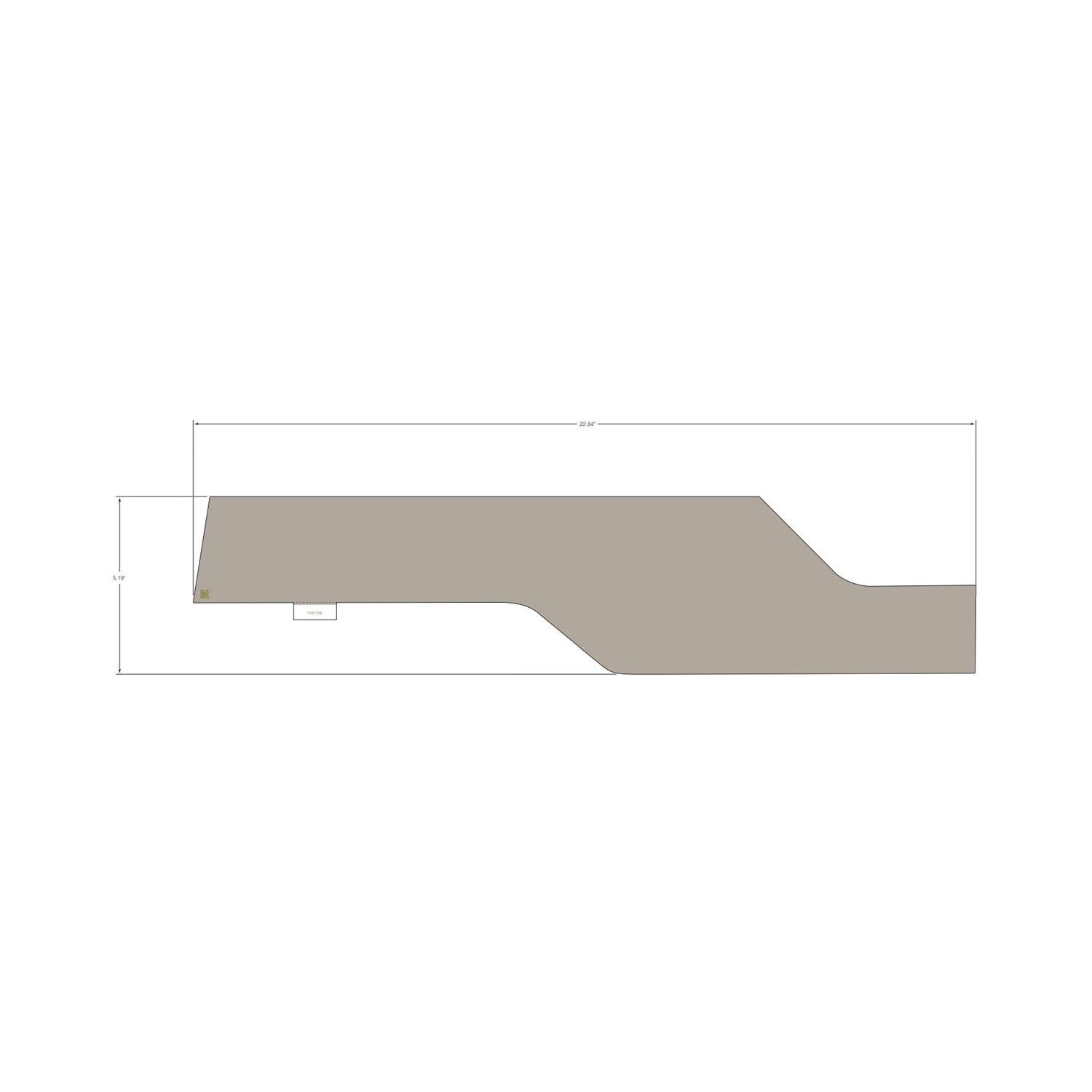 Gray angular tailgate decal with cutouts designed for right side of Polaris UTV.
