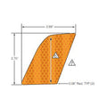 Amber triangular reflector decal with honeycomb pattern, rounded edges, 2.75 by 2.88 inches.
