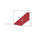 Red polygon-shaped reflector decal with angled cut and honeycomb pattern, 3.3 by 2.9 inches.