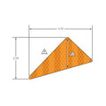 Amber triangular reflector decal with honeycomb pattern, measuring 4.15 by 2.74 inches.