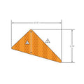 Amber triangular reflector decal with honeycomb pattern, 4.15 by 2.76 inches, divided in two sections.