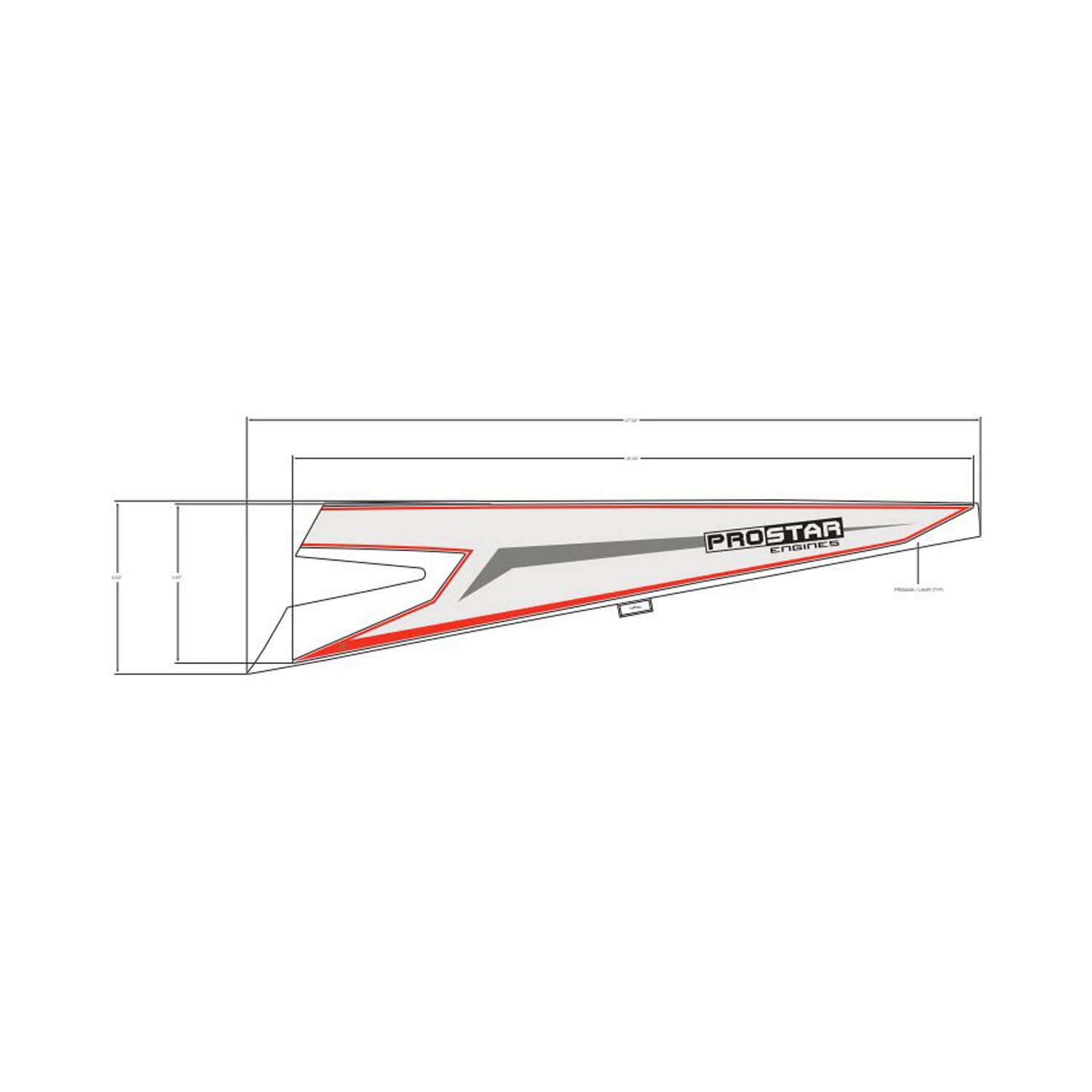 White and red rear upper fender left panel with Pro Star logo for Polaris UTV.