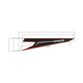 Black and red angular rear left fender decal with "Pro-Star" text for Polaris RZR RS1.