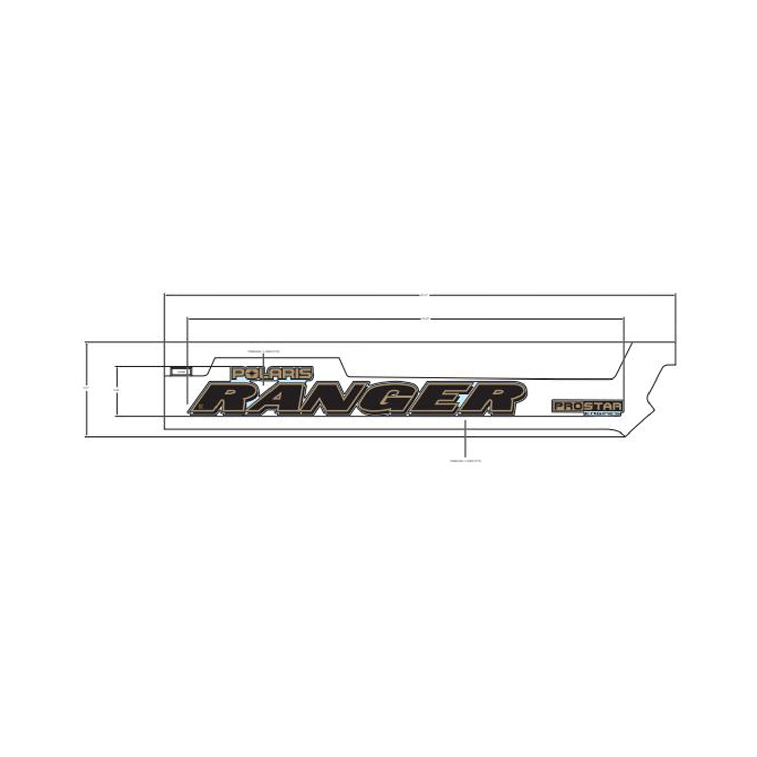 Black and gray Polaris Ranger cargo box decal with orange accents, left side design.