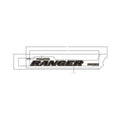 Black and gray Polaris Ranger cargo box decal with orange accents, left side design.