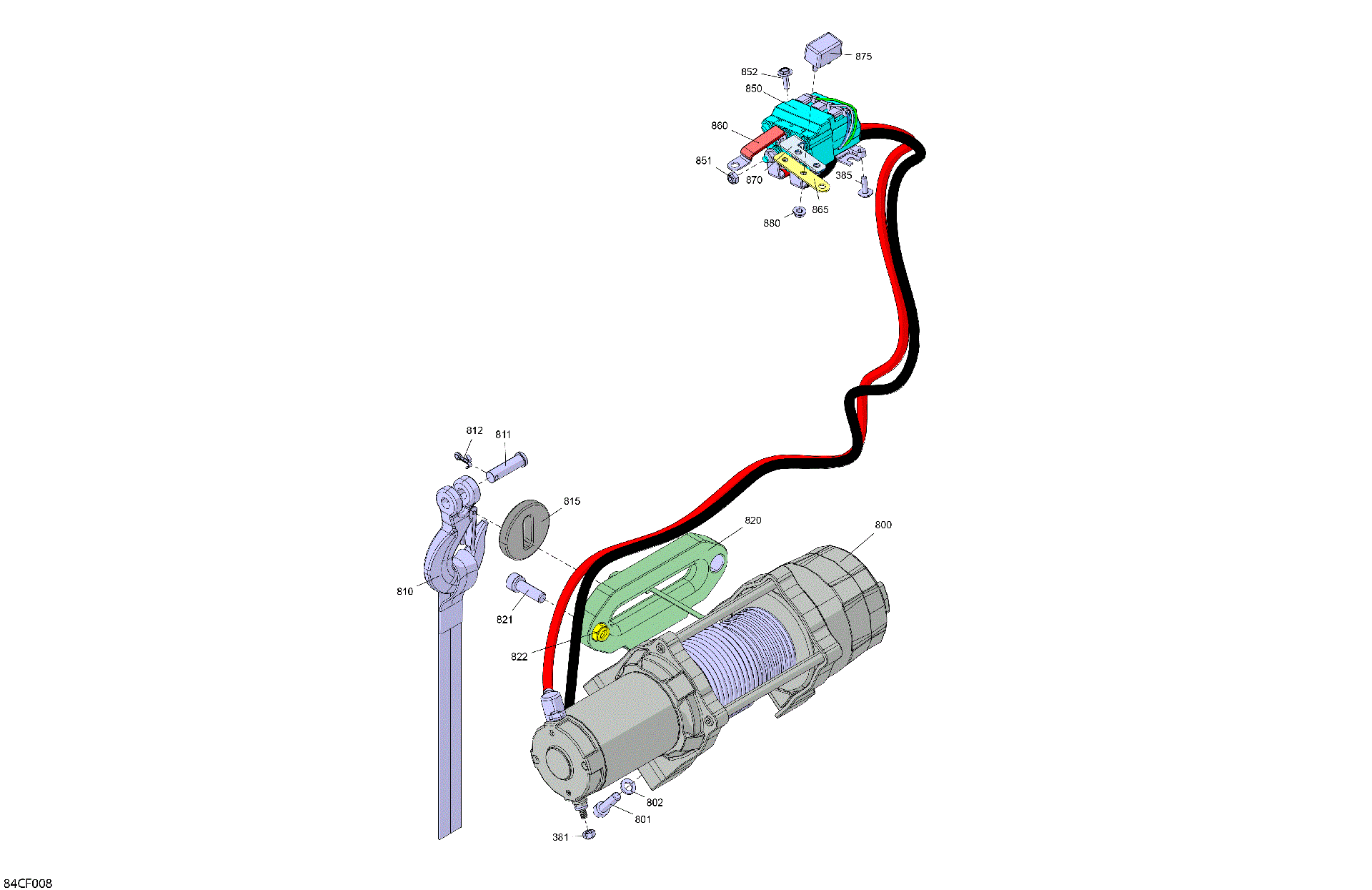 An Image of a Genuine Can-Am Parts Schematic Diagram showing the schematic - ELECTRIC - WINCH