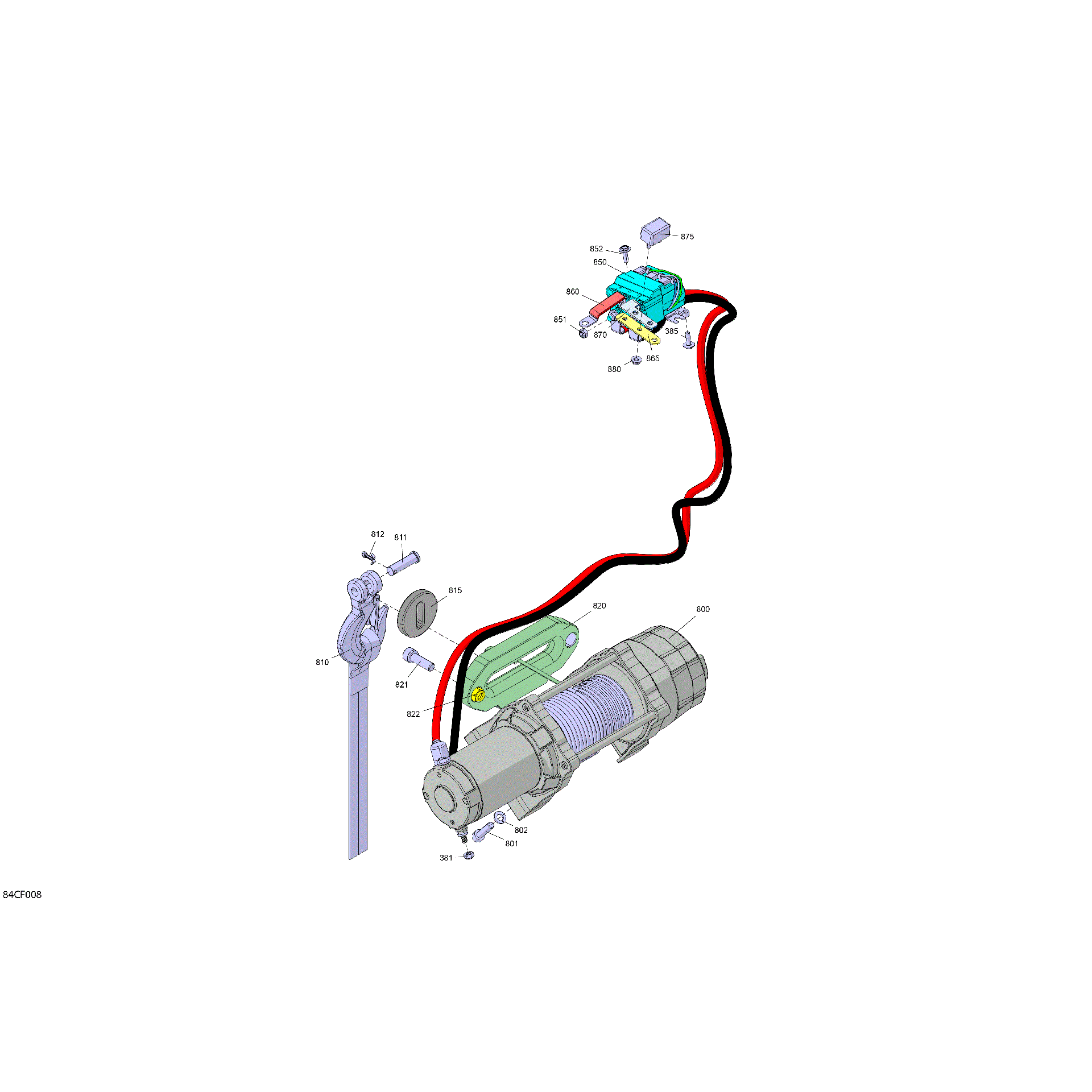 An Image of a Genuine Can-Am Parts Schematic Diagram showing the schematic - ELECTRIC - WINCH