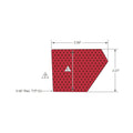 Red reflective decal with geometric pattern, measuring 2.99 by 2.27 inches, angled shape.