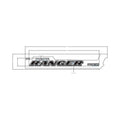 Black and gray Polaris Ranger cargo box decal with bold lettering and sharp edges.