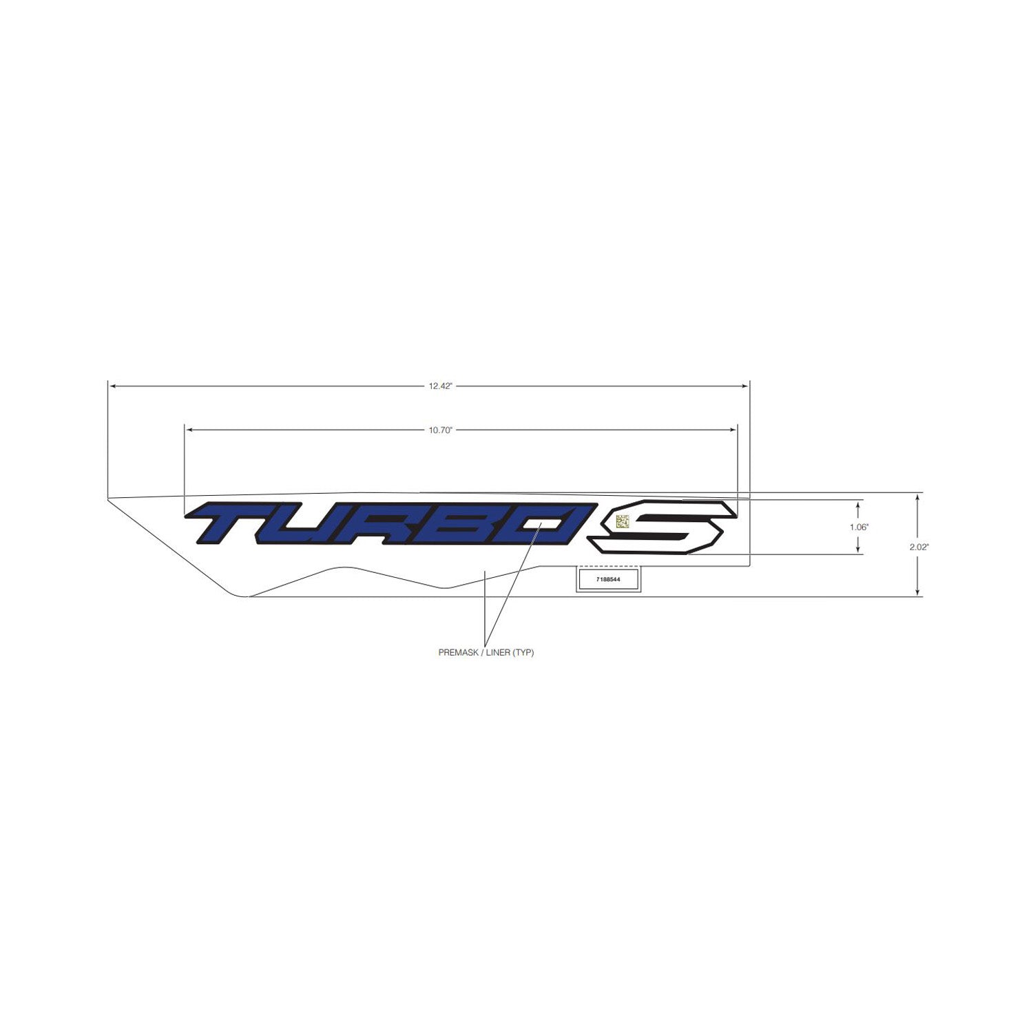 Blue and black "Turbo S" hood decal with sharp edges and white background for Polaris UTV.