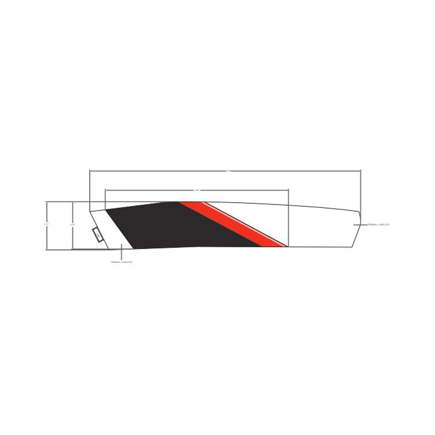 Black and red angular Polaris fender decal for front top left side, sleek geometric design.