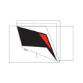 Black and red angular front right fender decal with sharp geometric design for Polaris UTV.