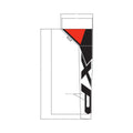 Black and red Polaris XP front left fender decal with angular design and bold lettering.