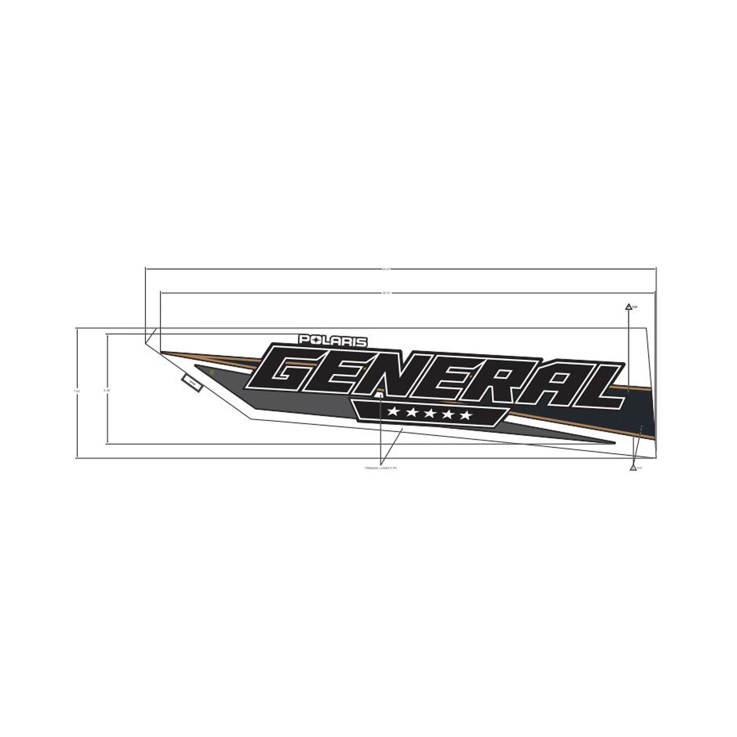 Black and gray angled cargo box side decal with "General" text and white outline detailing.