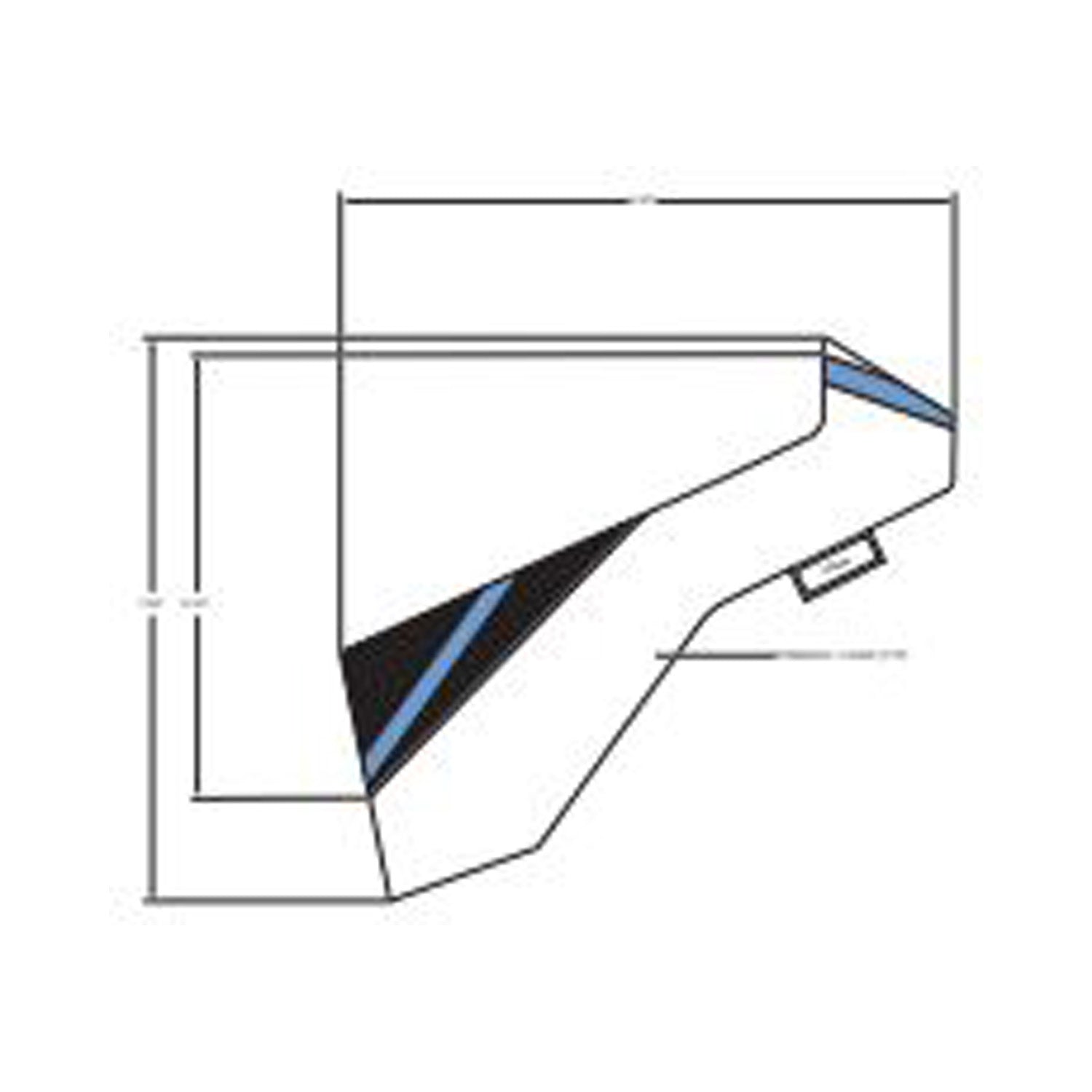 Angular black and blue vinyl fender decal with sharp lines and modern design.