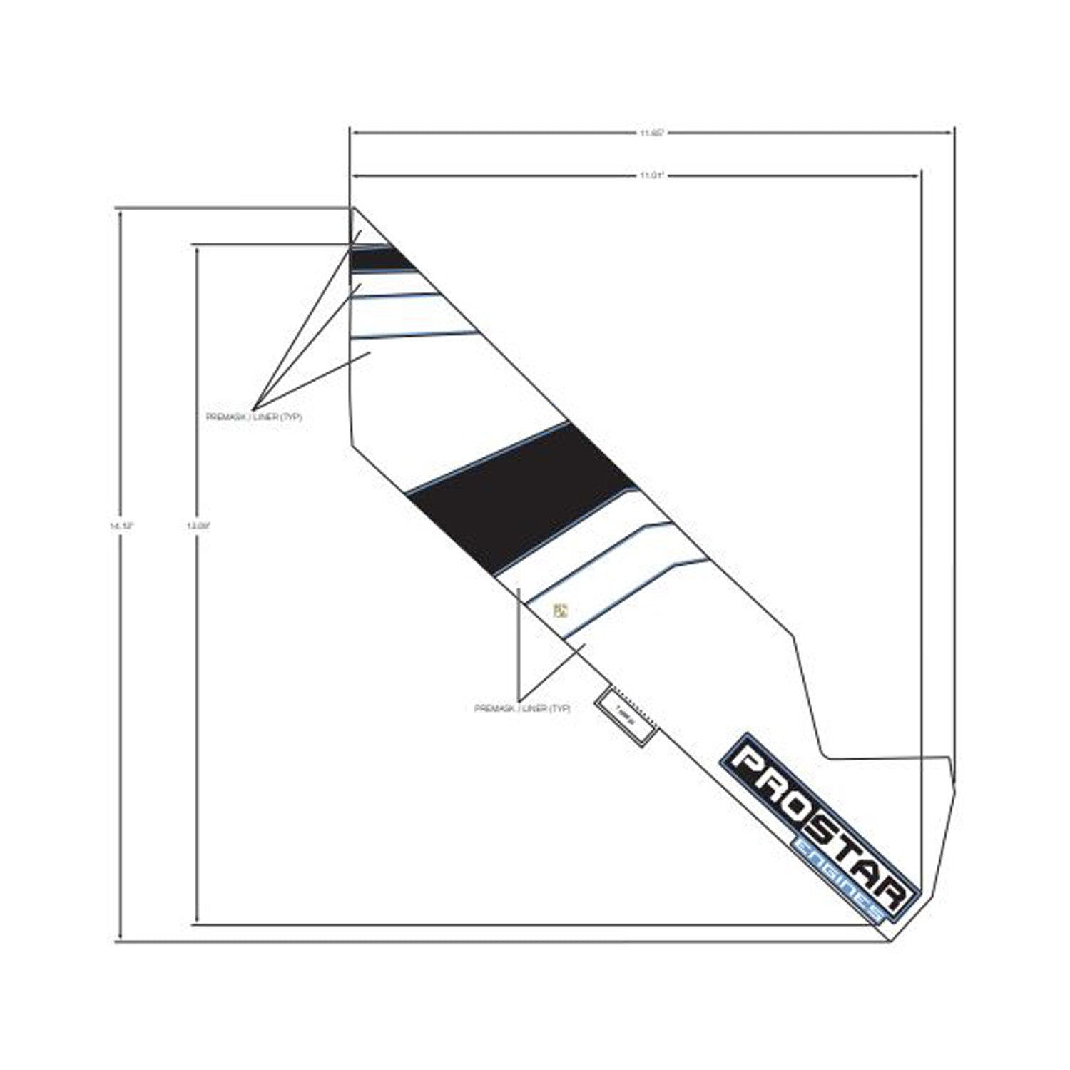 Black and white polygonal rear right fender decal with ProStar branding and angular design.