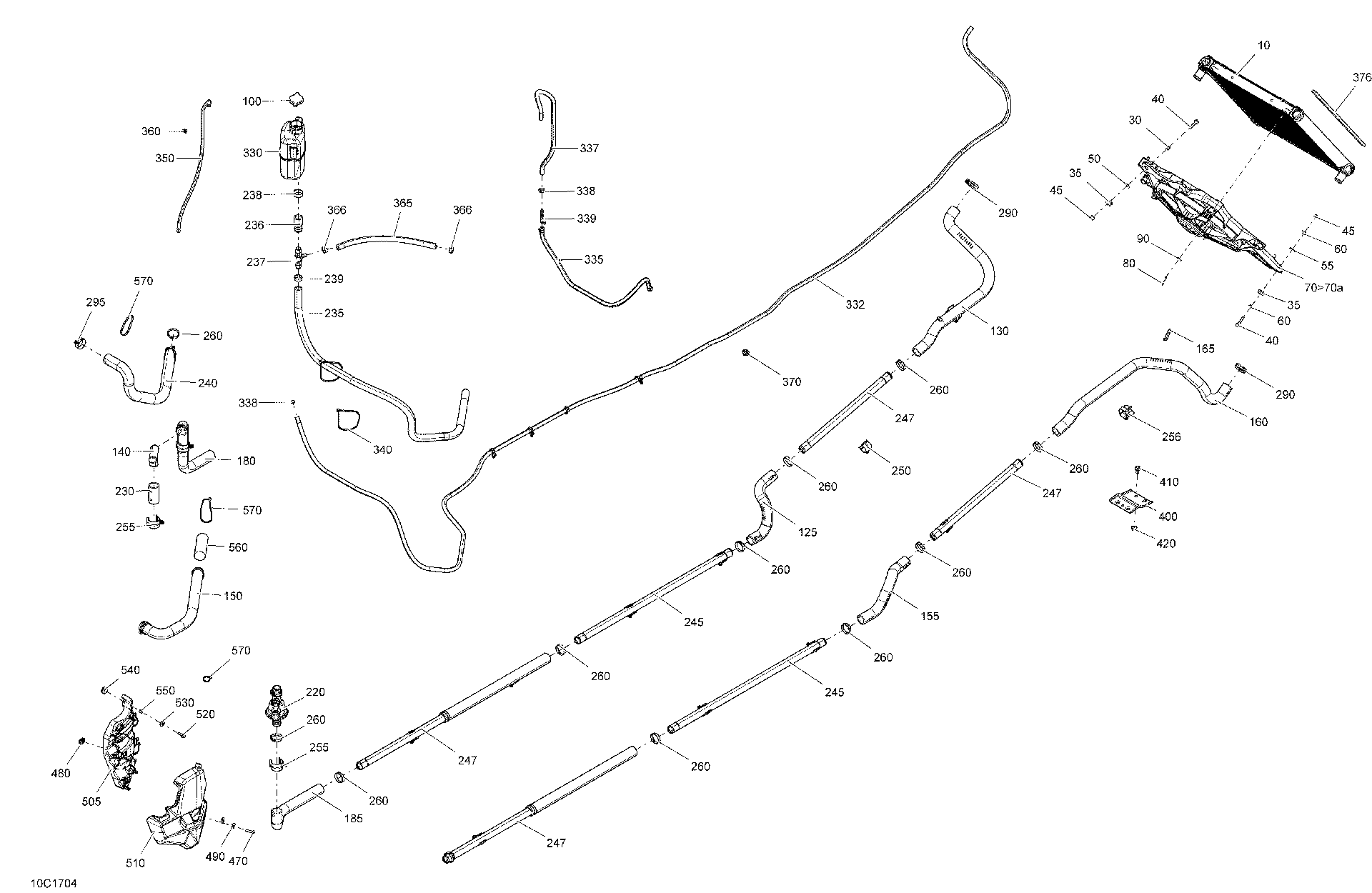 An Image of a Genuine Can-Am Parts Schematic Diagram showing the schematic - COOLING SYSTEM