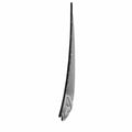 Slim black motorcycle headdress badge with feather-like texture and pointed tip.
