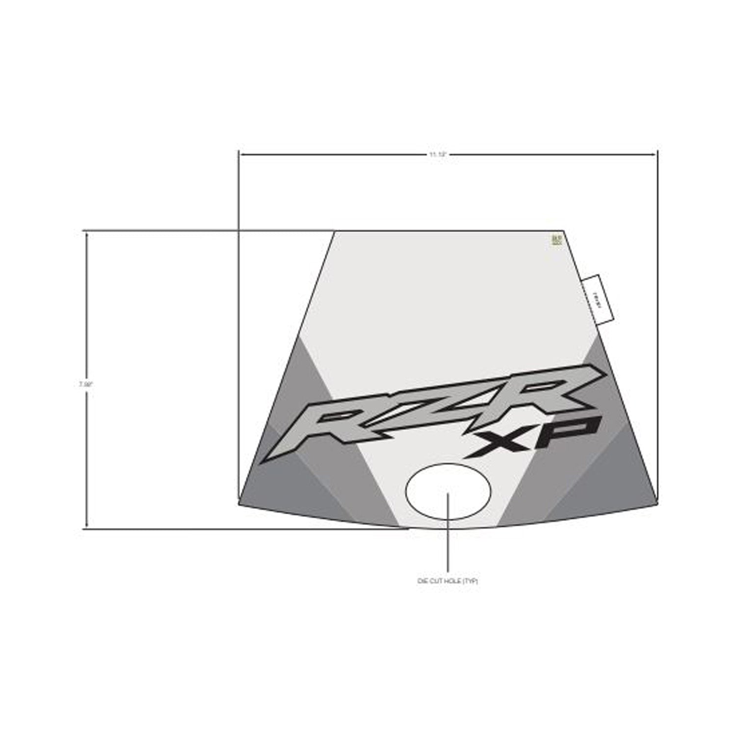 Gray and black Center Hood Decal with bold RZR XP logo in modern angular design.