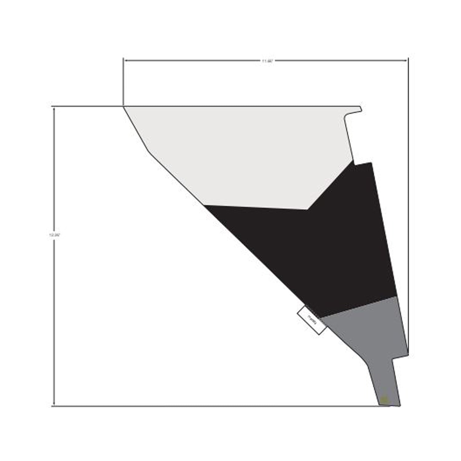 Black, gray, and white angular bolster cover decal with geometric pattern and cutout tabs.