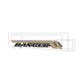 Gold and black "Ranger" cargo box side decal with angular stripe design for Polaris UTV.