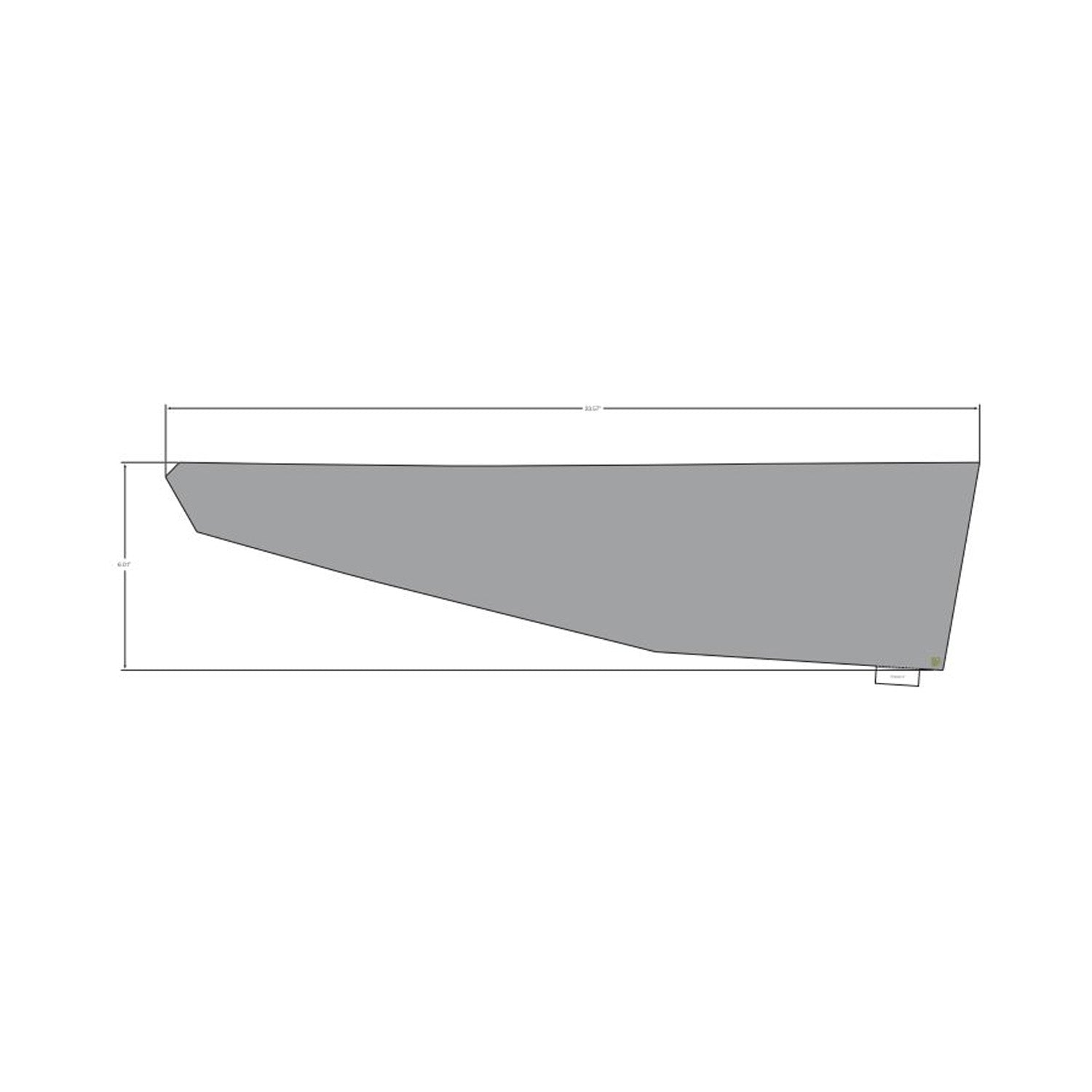 Gray angular door decal with a trapezoidal shape for left side installation.