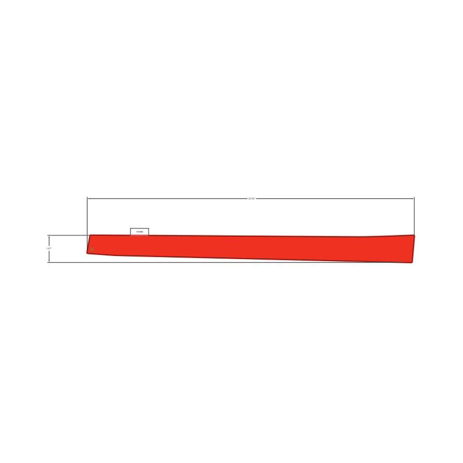 Red and white rear upper door decal for left side of Polaris UTV, slim rectangular shape.