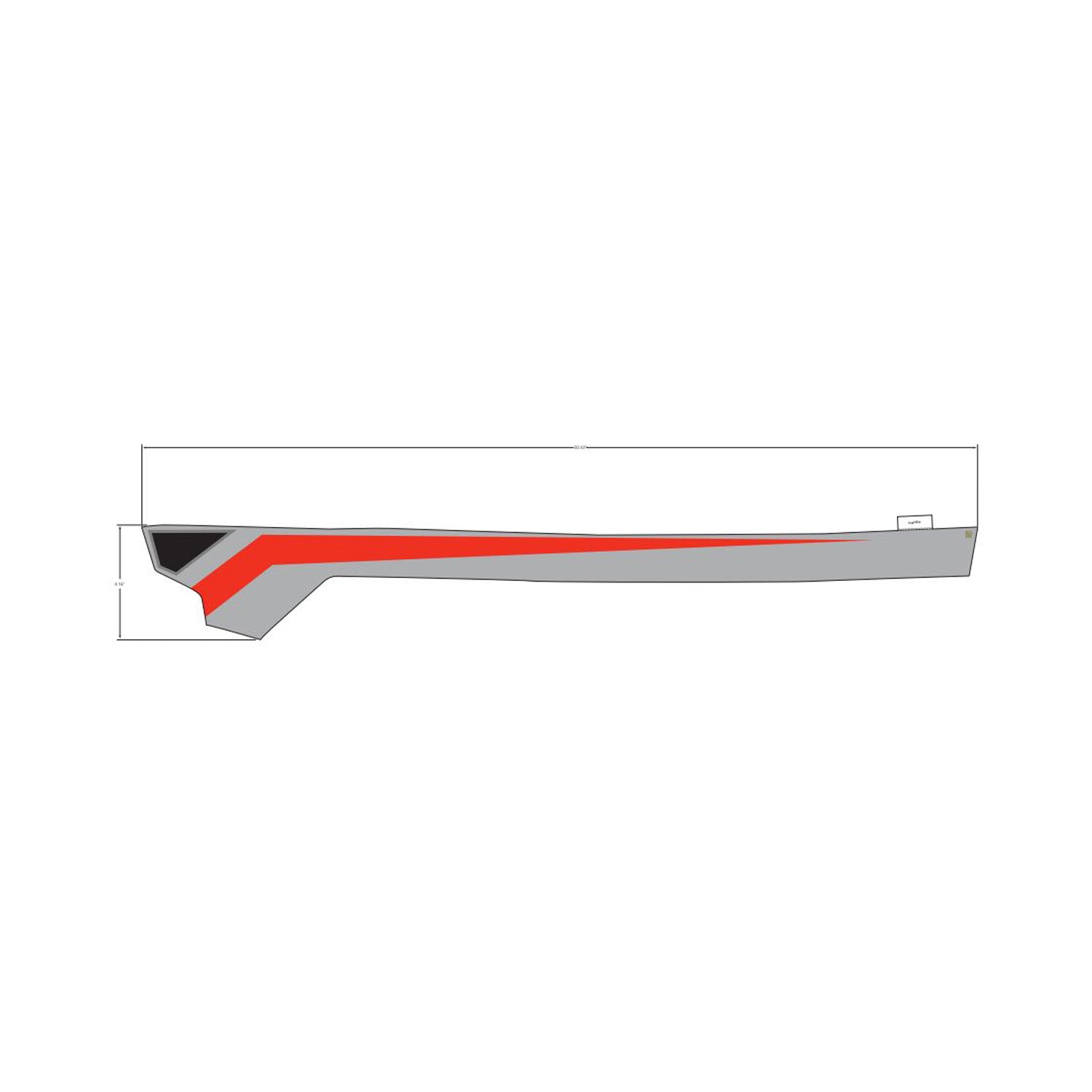 Left side upper door decal featuring red, black, and gray geometric design for Polaris RZR models.