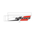 Red, black, and white angular front fender decal with bold "1000" text design.