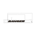 Black and gold Polaris Ranger cargo box side decal with angular shape, left side design.