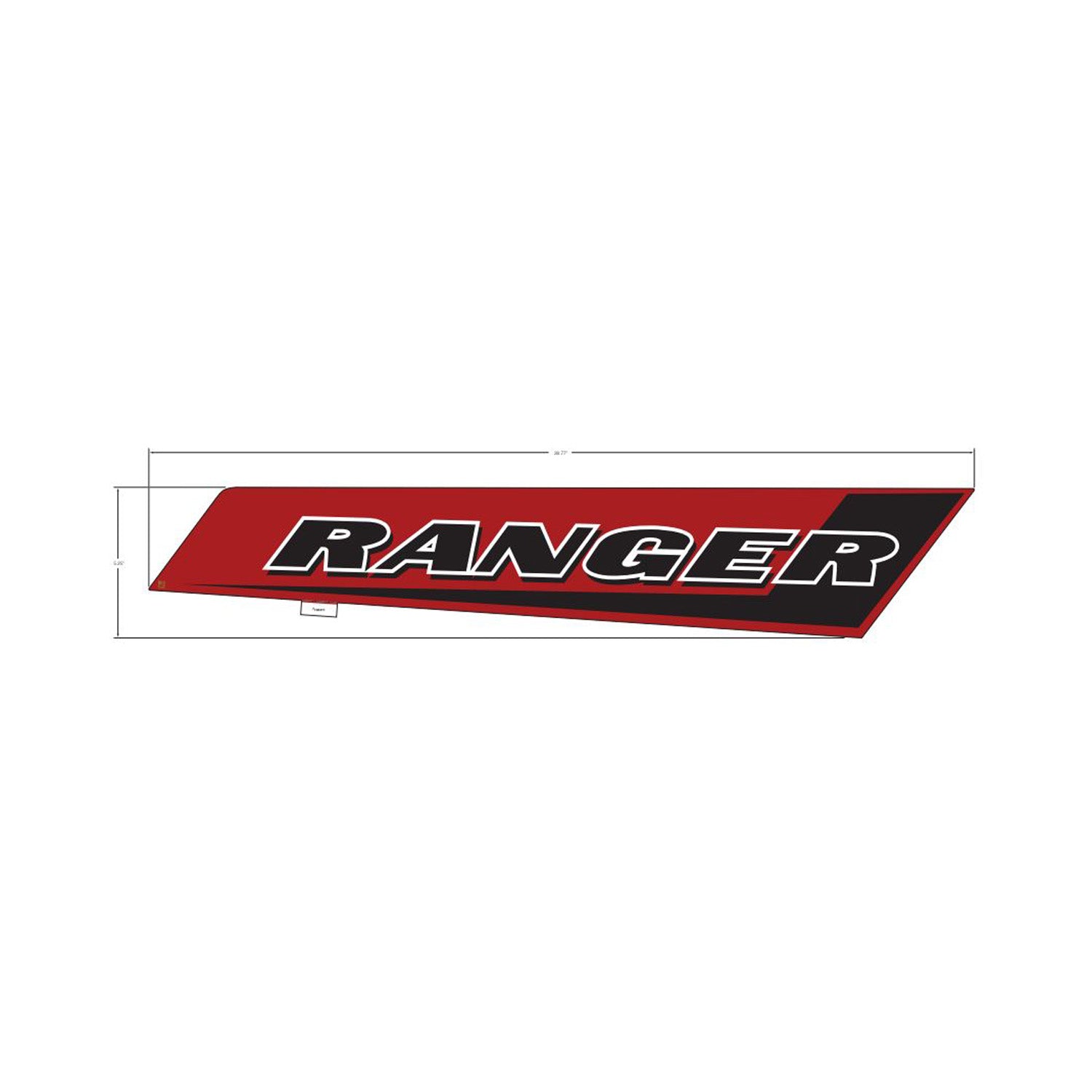 Right side cargo box decal with black "RANGER" text on a red angled background.